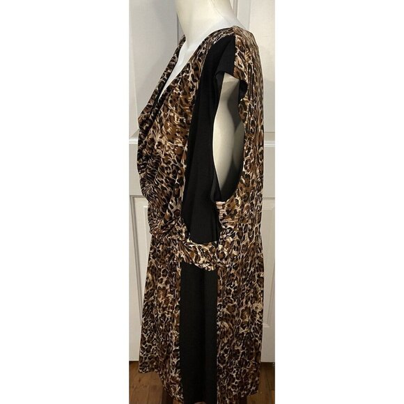 Signature Collection by Vicki Wayne Womens Dress 3X Brown Black Animal Print - Picture 4 of 7
